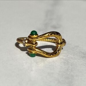 "Ralphie" Gold/Green Horseshoe Ring